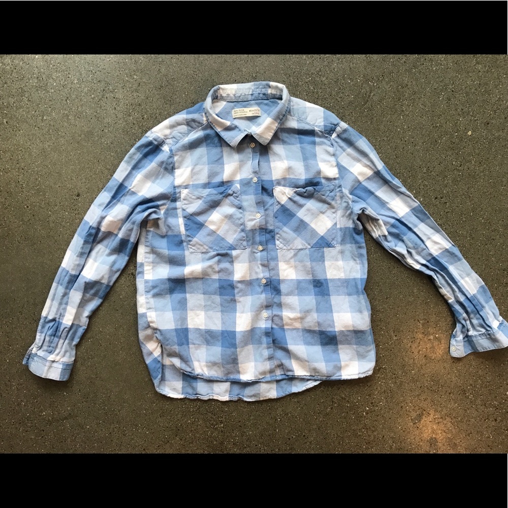 ♻️ Zara Girls Long Sleeve paid button up shirt